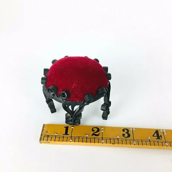 Vtg Tin Can Rocking Chair Ottoman Victorian Dollhouse Furniture Folk Tra… - Picture 8 of 9